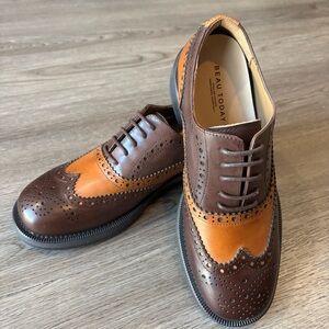 Beau Today Decorative Leather Oxford Brogue Shoes